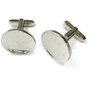 Hickok Concave Cufflinks Silver Tone USA Tux Shirt Dress Suit Vintage